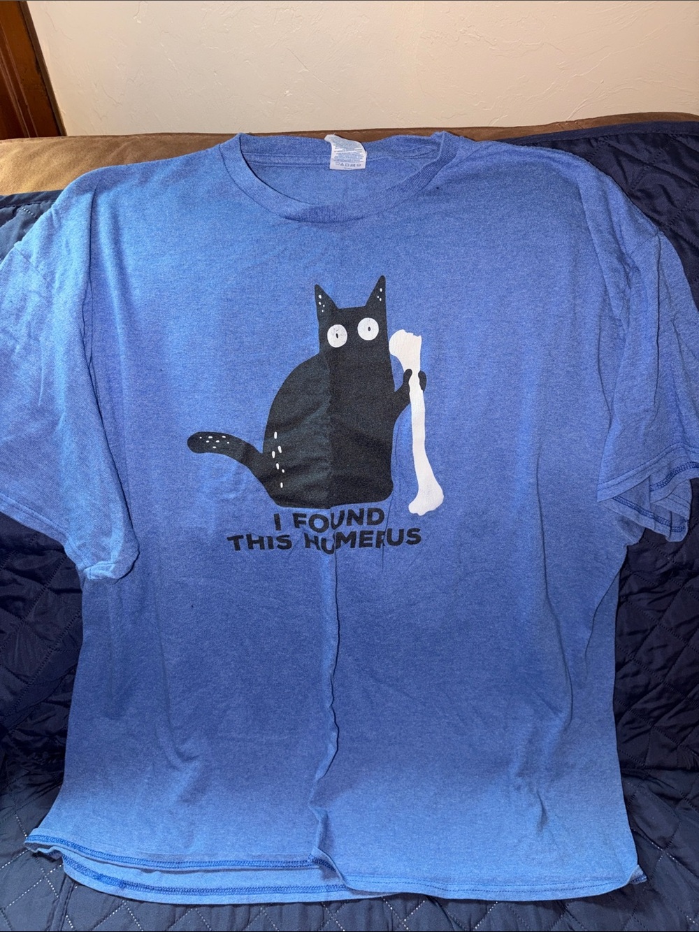 Delta Blue Cat Graphic Tee with Black & White Print